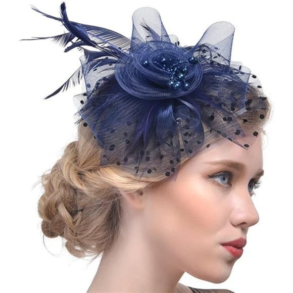 Accessories - PENNY Mesh Hat Fascinator A-navy